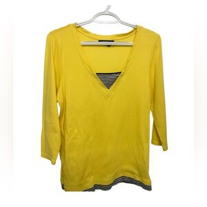 Ralph Lauren Yellow V-Neck 3/4 Sleeve Blouse